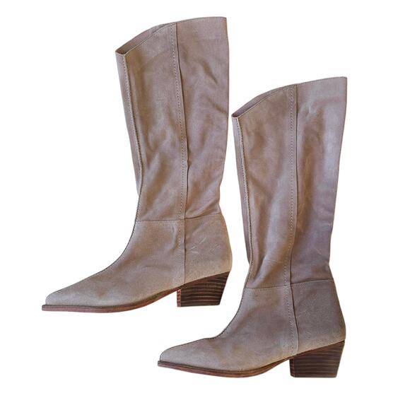 Free People Sway Tall Suede Boot Size 39.5 Tan Beige - Picture 1 of 5